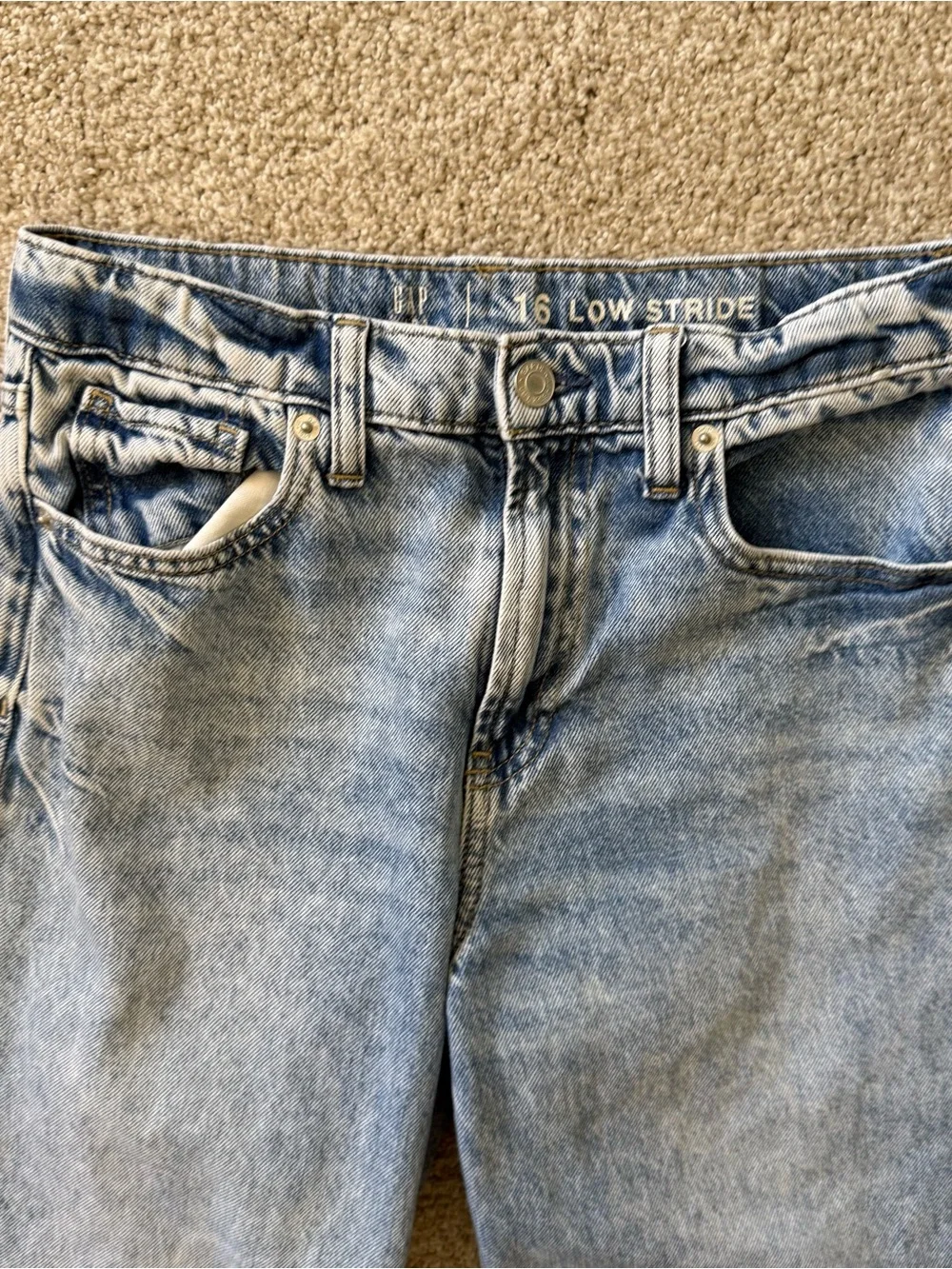 Gap Jeans Girls Low Stride Wide Leg Light Wash Distressed Size 16